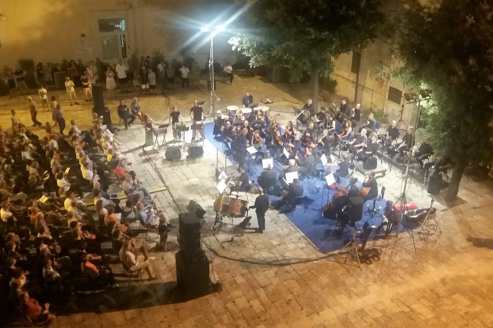 L'esibizione vista dall'alto. <span>Foto Gianluca Battista</span>