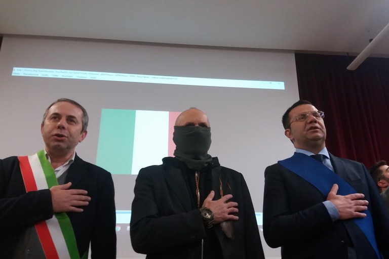 Capitano Ultimo con Depalma e Arbore. <span>Foto Gianluca Battista</span>