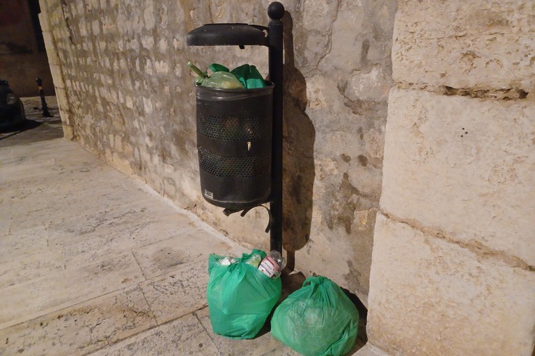 Rifiuti domestici nei cestini. <span>Foto Gianluca Battista</span>