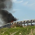 Auto in fiamme a Giovinazzo sulla 16 bis: traffico rallentato