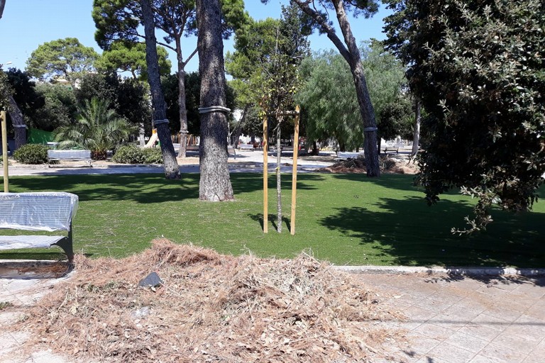 L'erba sintetica nell'area giochi