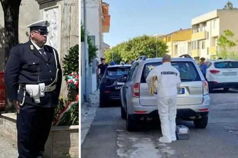 I rilievi dei Carabinieri e, a sinistra, Gaetano Micchetti