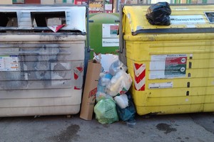 Rifiuti fuori dai bidoni. <span>Foto Gianluca Battista</span>